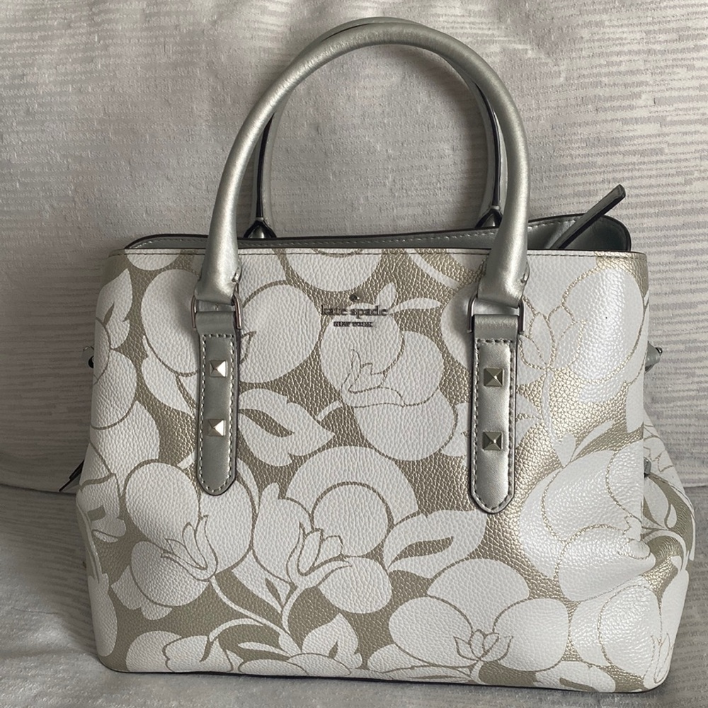 Kate Spade white & silver leather handbag
